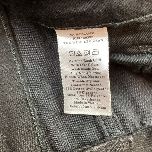 Everlane Wide Leg Jean Womens 28 Regular Black Cotton Blend Casual Denim Jeans - Picture 13 of 13